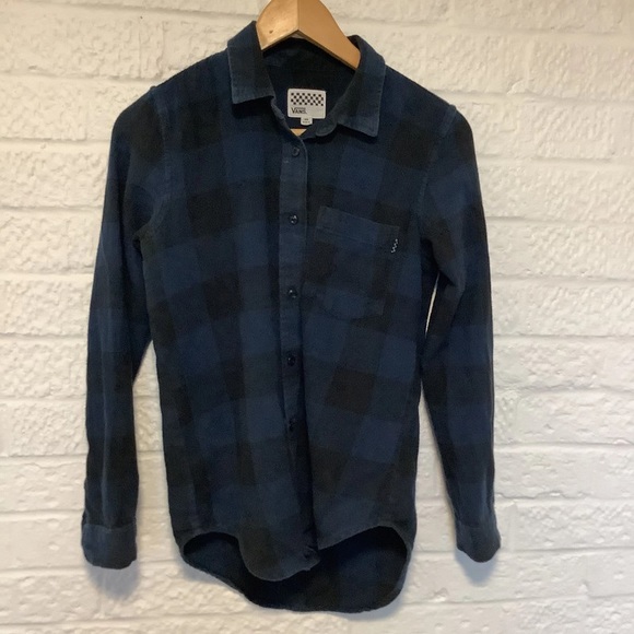 Vans Brushed Cotton Shirt - Size XS - Blue & Black Check - P2P 17โ - Picture 4 of 4
